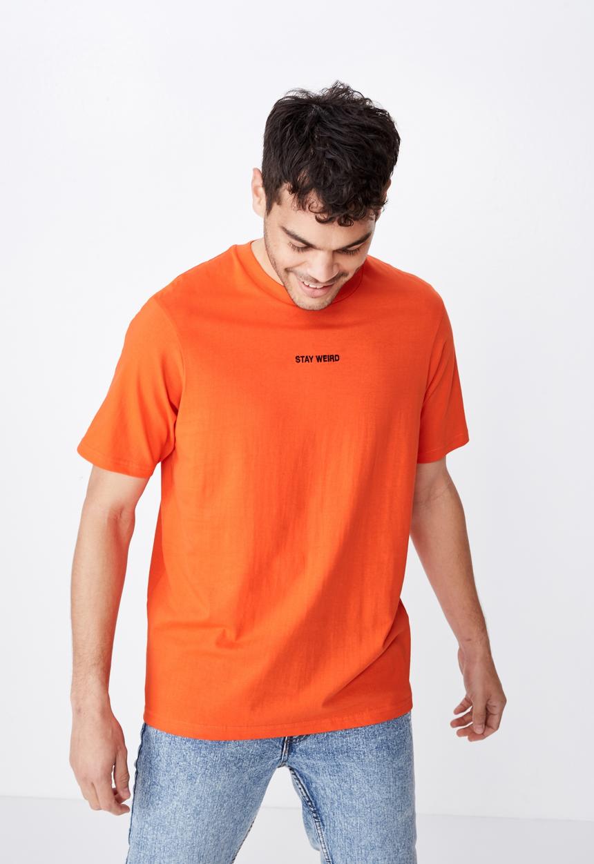 Cotton On - Stay weird urban tee - cherry tomato orange