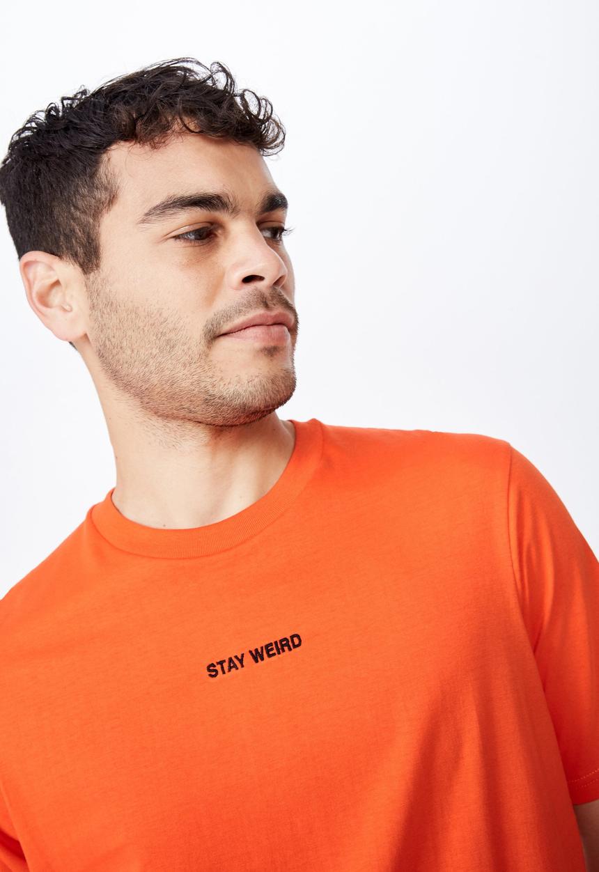 Cotton On - Stay weird urban tee - cherry tomato orange