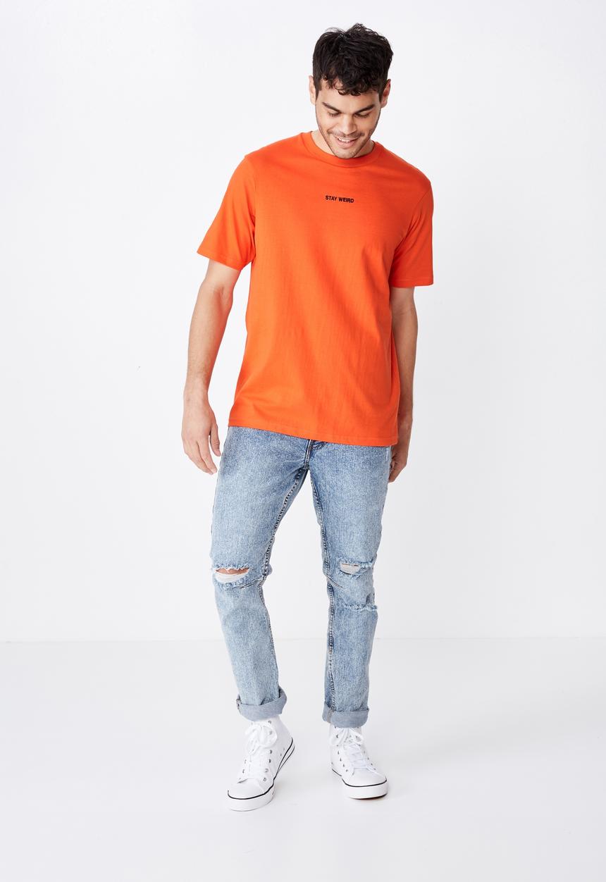 Cotton On - Stay weird urban tee - cherry tomato orange