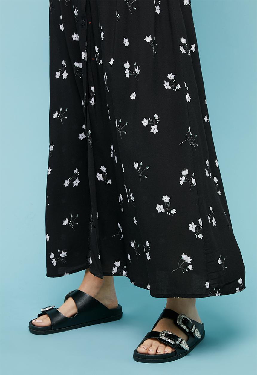 Superbalist - Button thru fit & flare dress - black & grey
