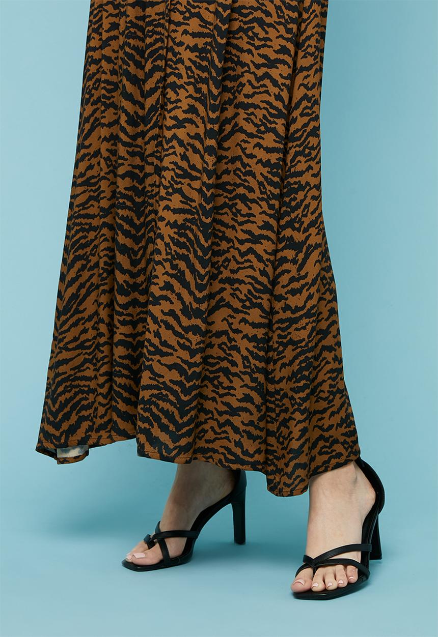 Superbalist - Button thru fit & flare dress - brown & black