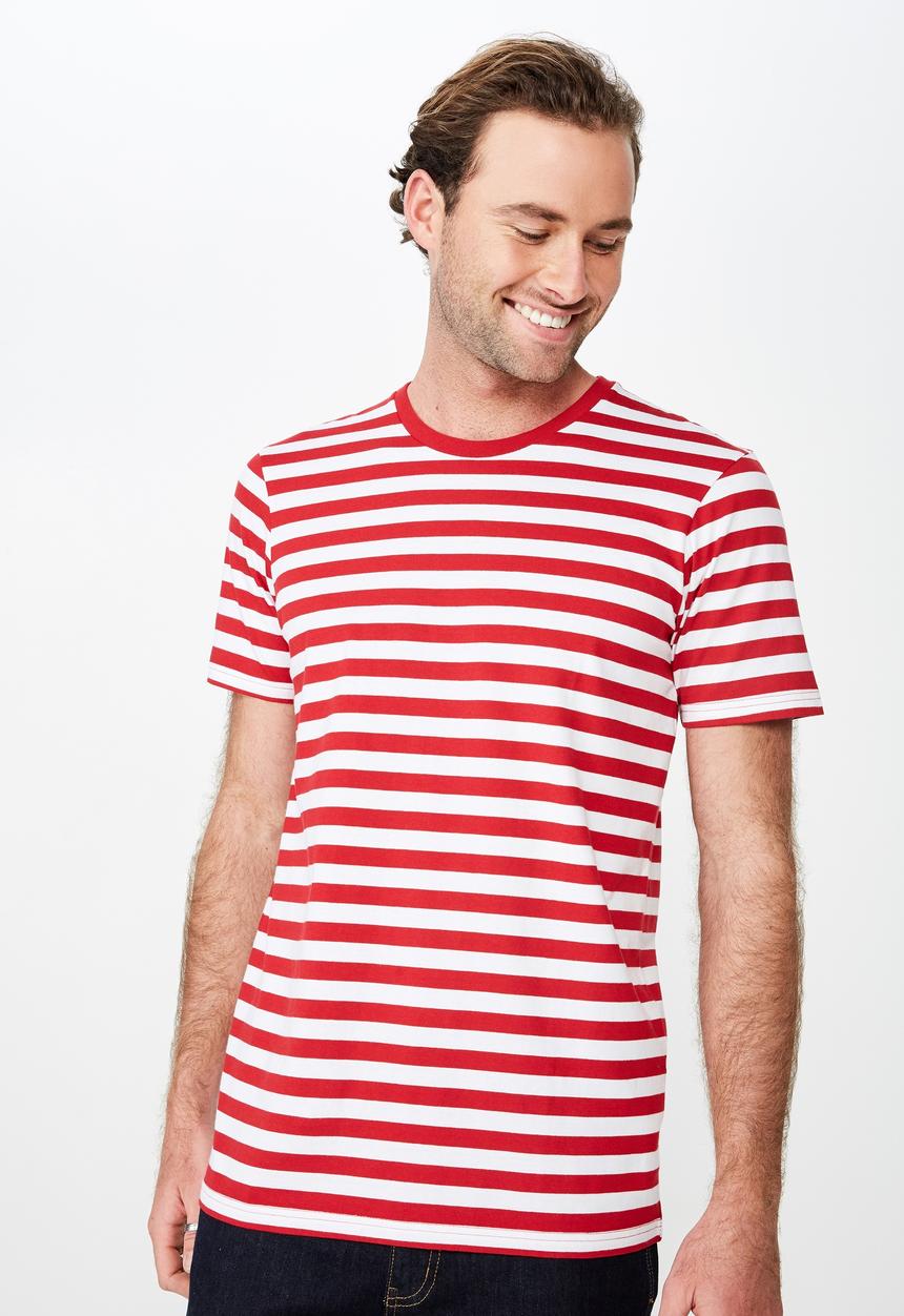 Cotton On - Tbar mid premium crew neck tee - white & red