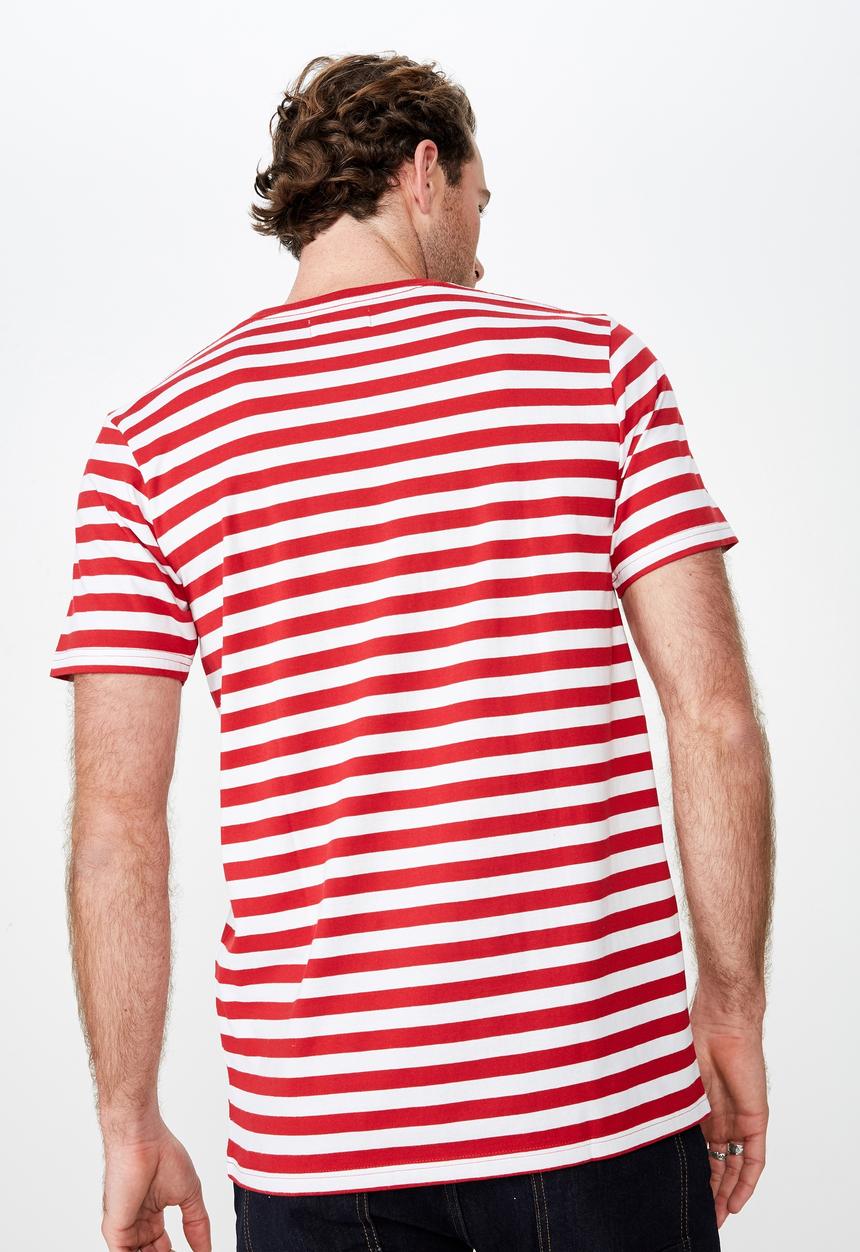 Cotton On - Tbar mid premium crew neck tee - white & red