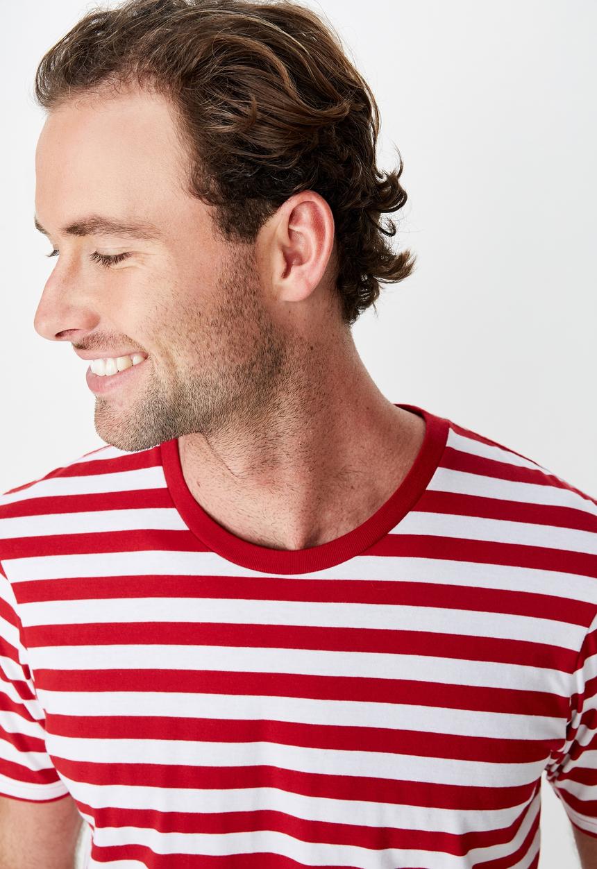 Cotton On - Tbar mid premium crew neck tee - white & red