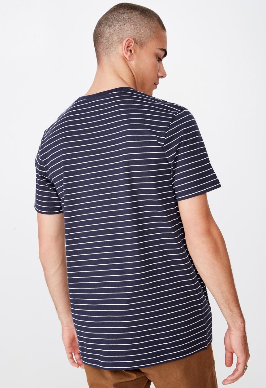 Cotton On - Tbar easy premium crew neck tee - navy & white