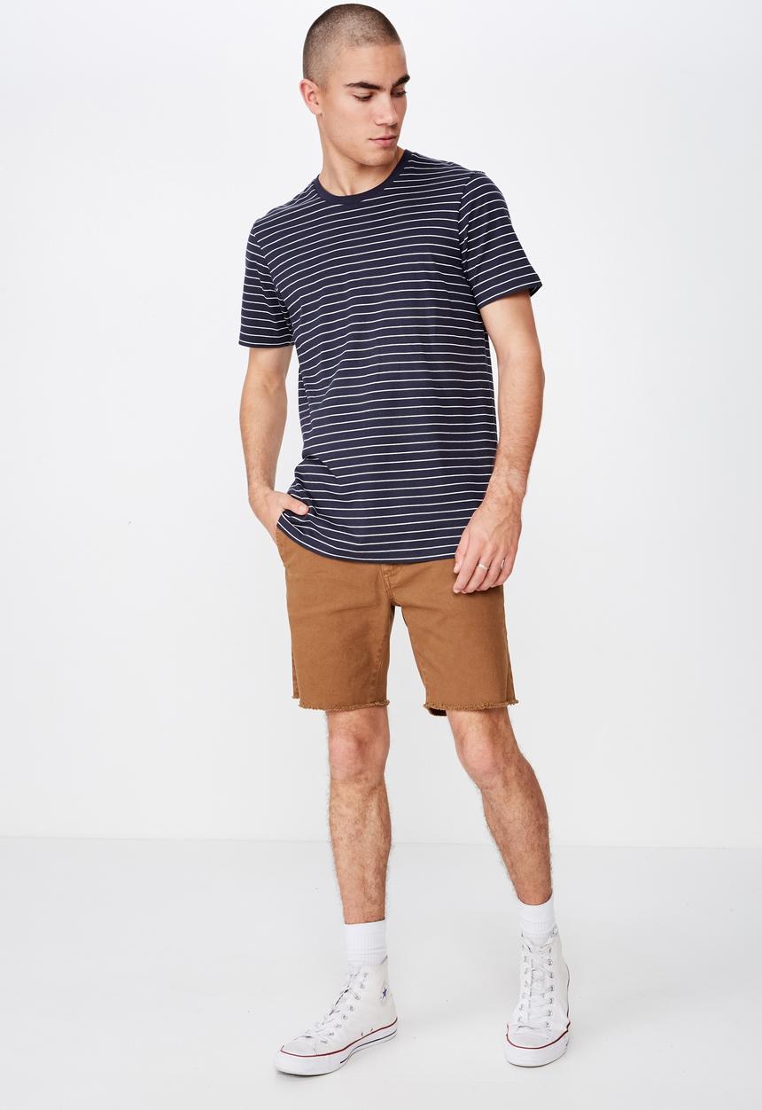 Cotton On - Tbar easy premium crew neck tee - navy & white