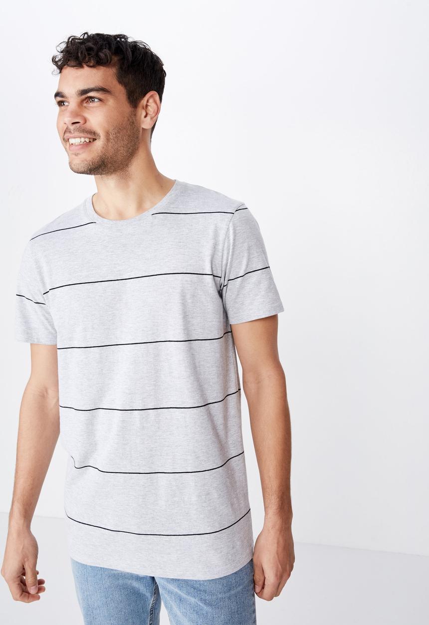 Cotton On - Tbar premium crew neck tee - grey & black 