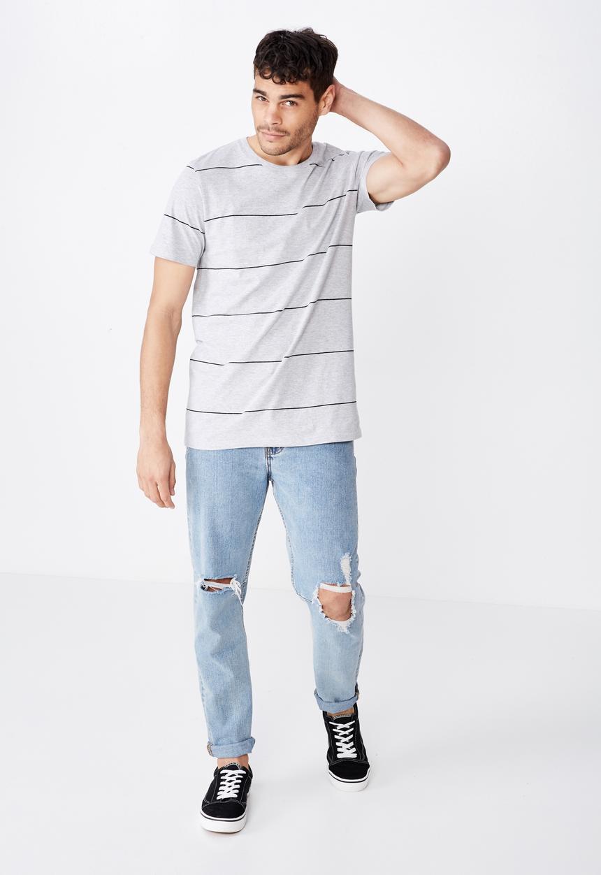 Cotton On - Tbar premium crew neck tee - grey & black 