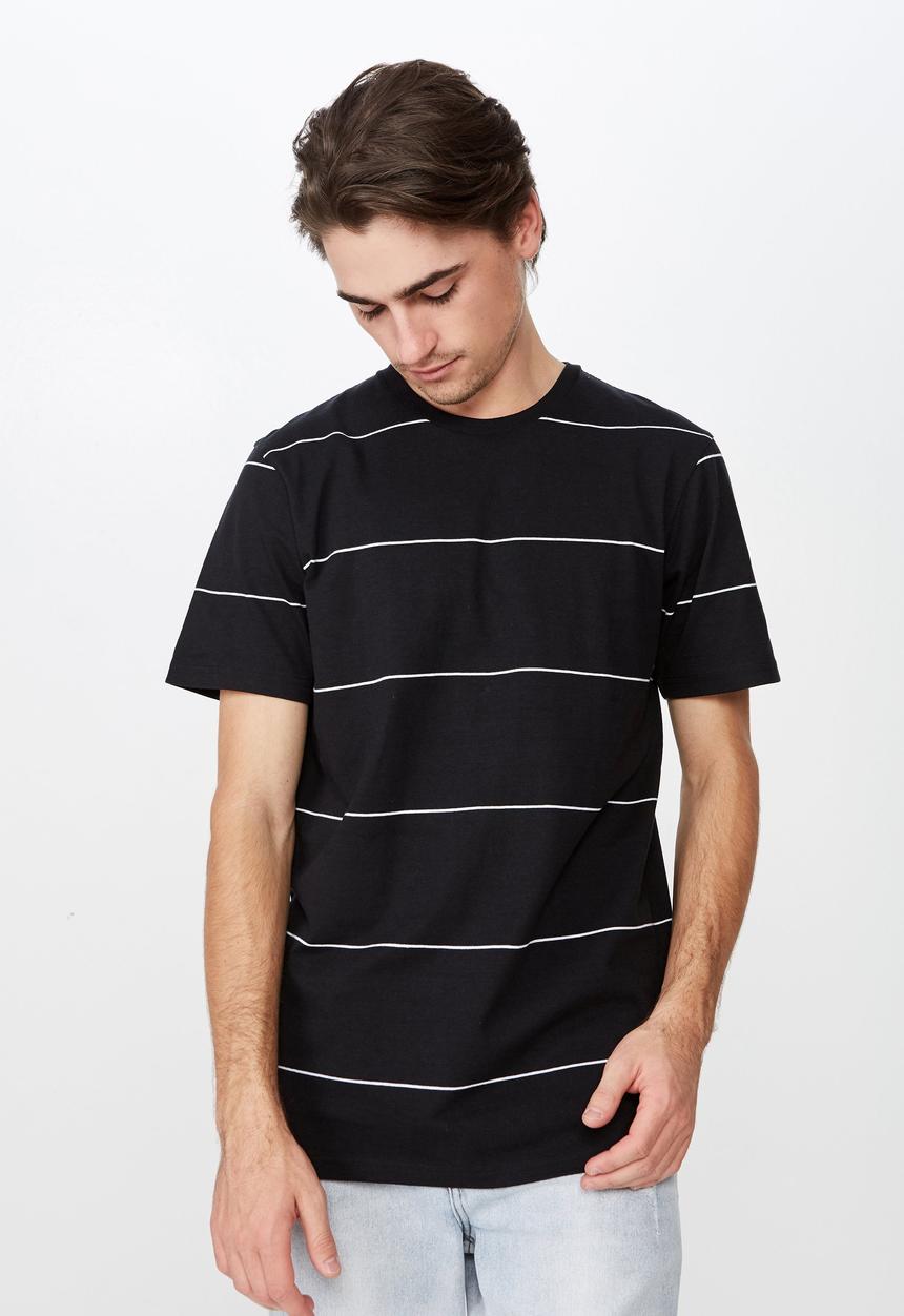Cotton On - Tbar space premium crew neck tee - black & white