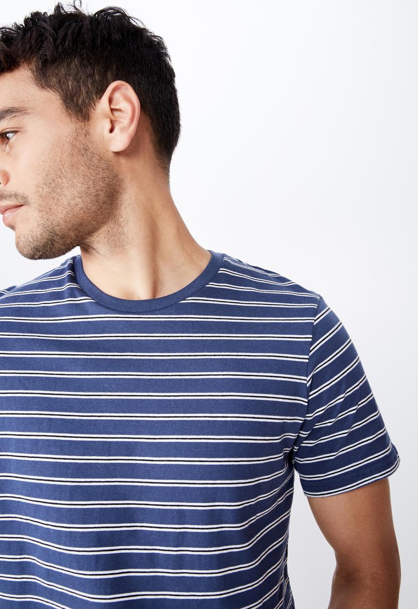 Cotton On - Tbar premium crew neck tee - blue & white