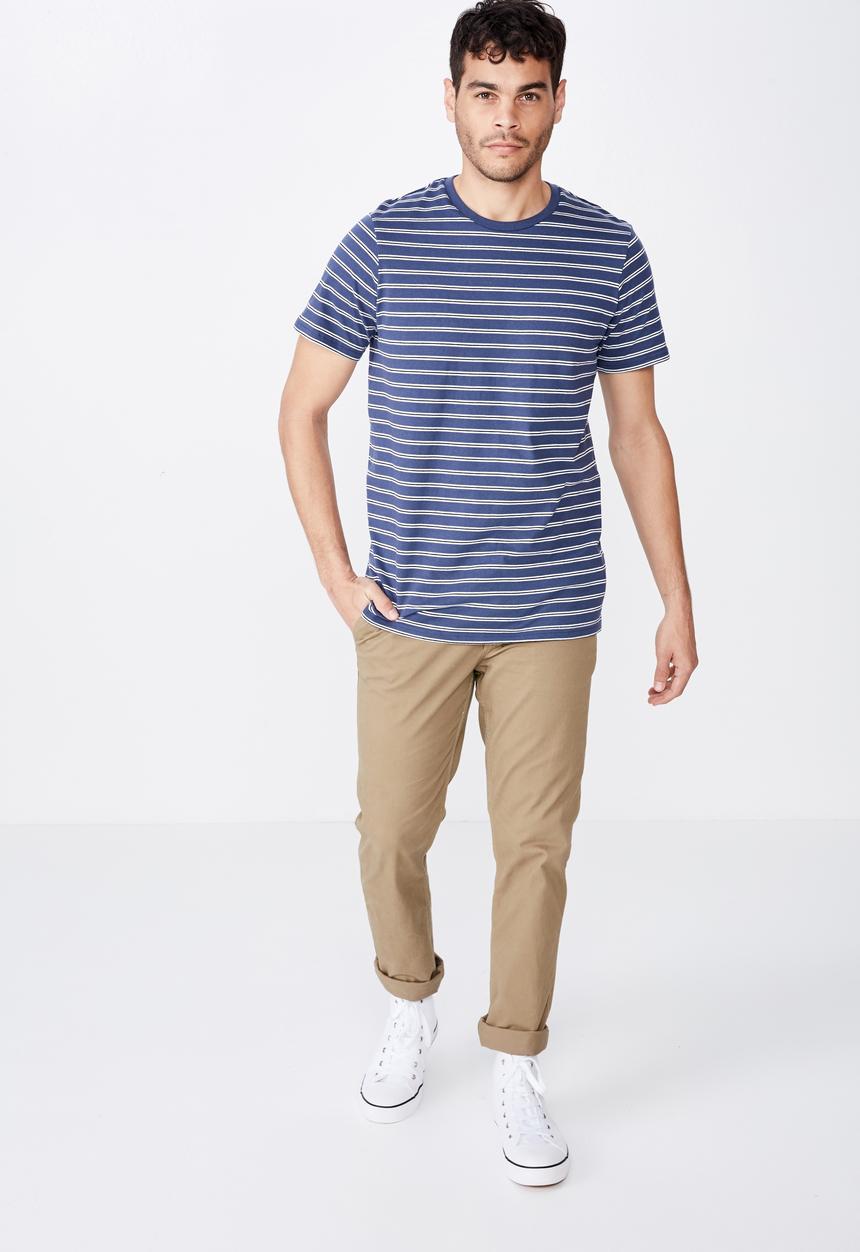 Cotton On - Tbar premium crew neck tee - blue & white