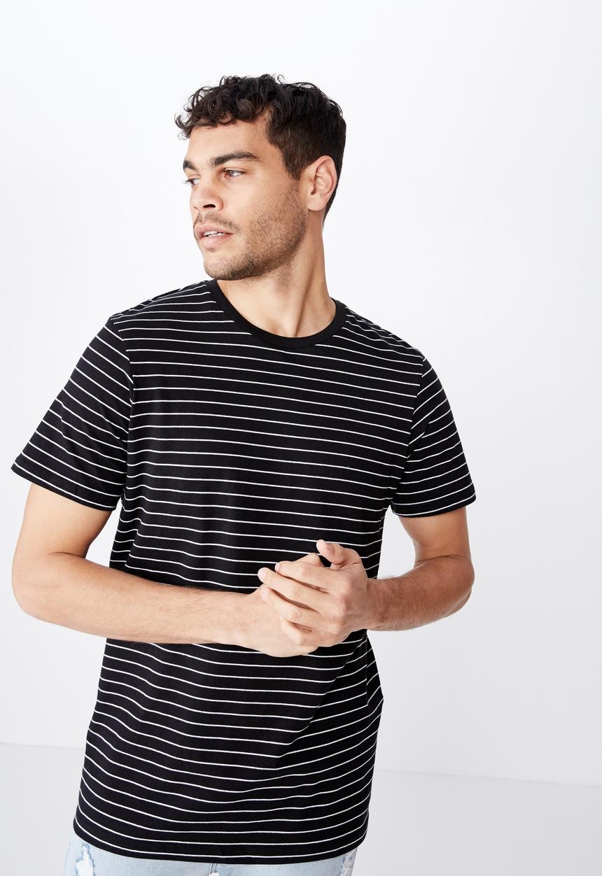 Cotton On - Tbar easy premium crew neck tee - black & white