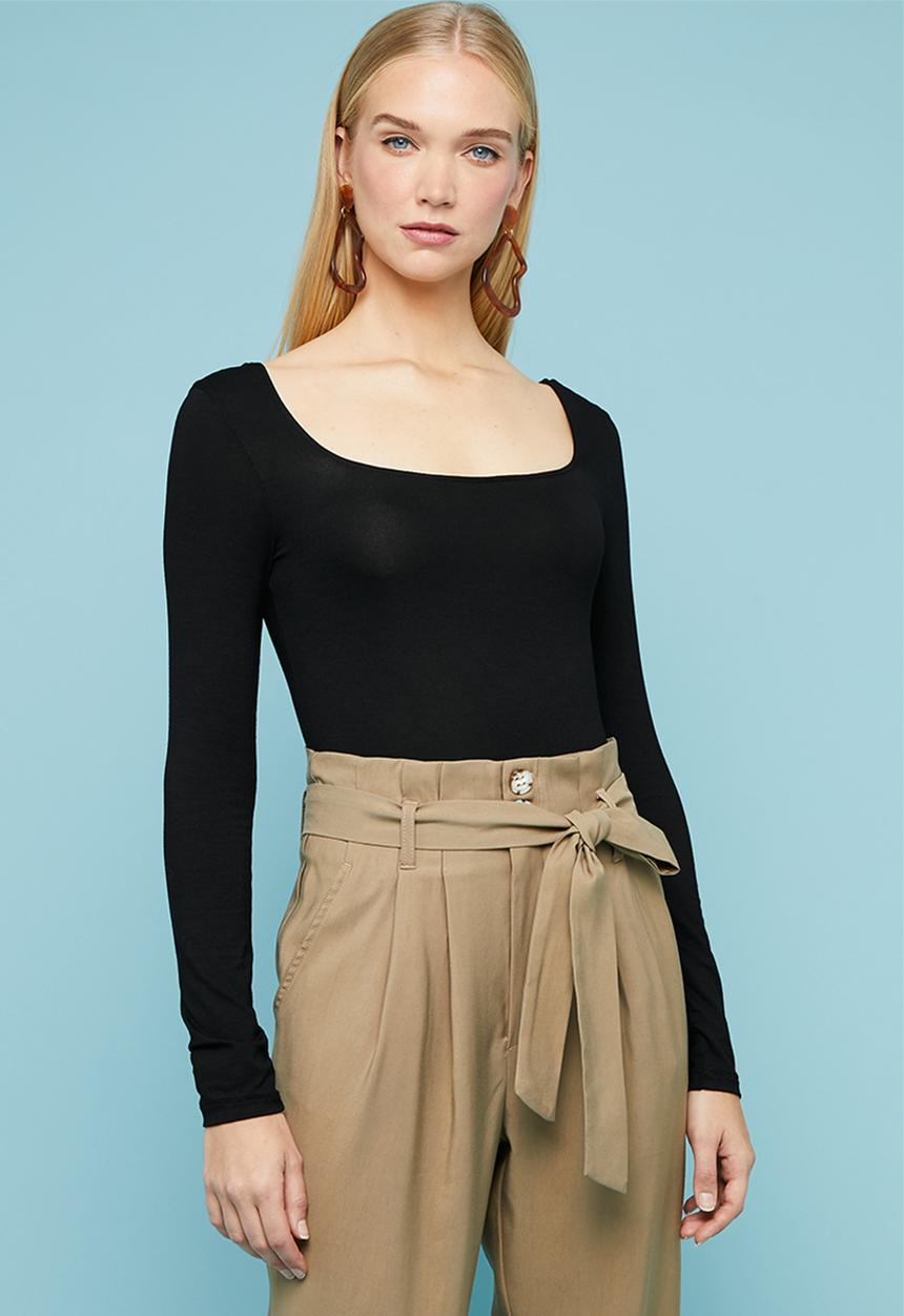 Superbalist - Square neck bodysuit - black