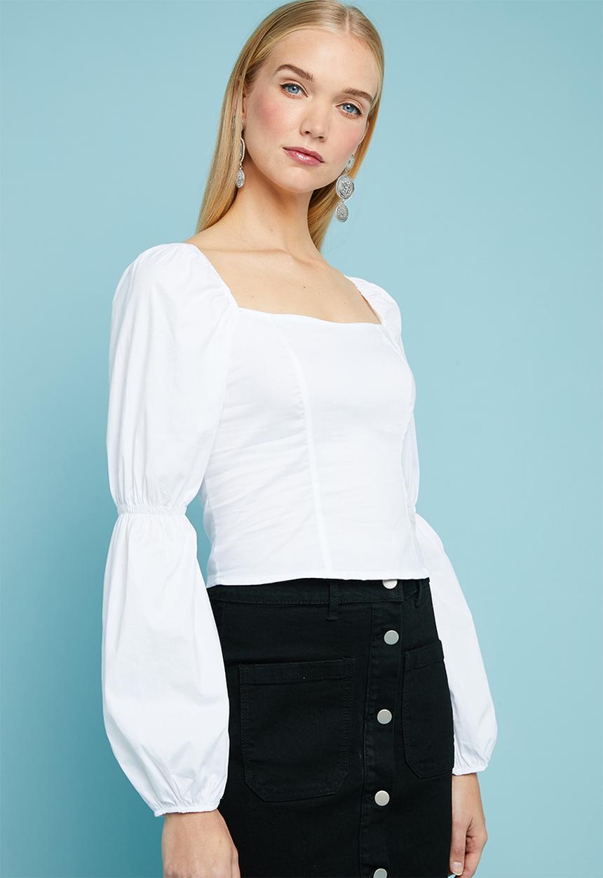 Superbalist - Square neck feminine top - white
