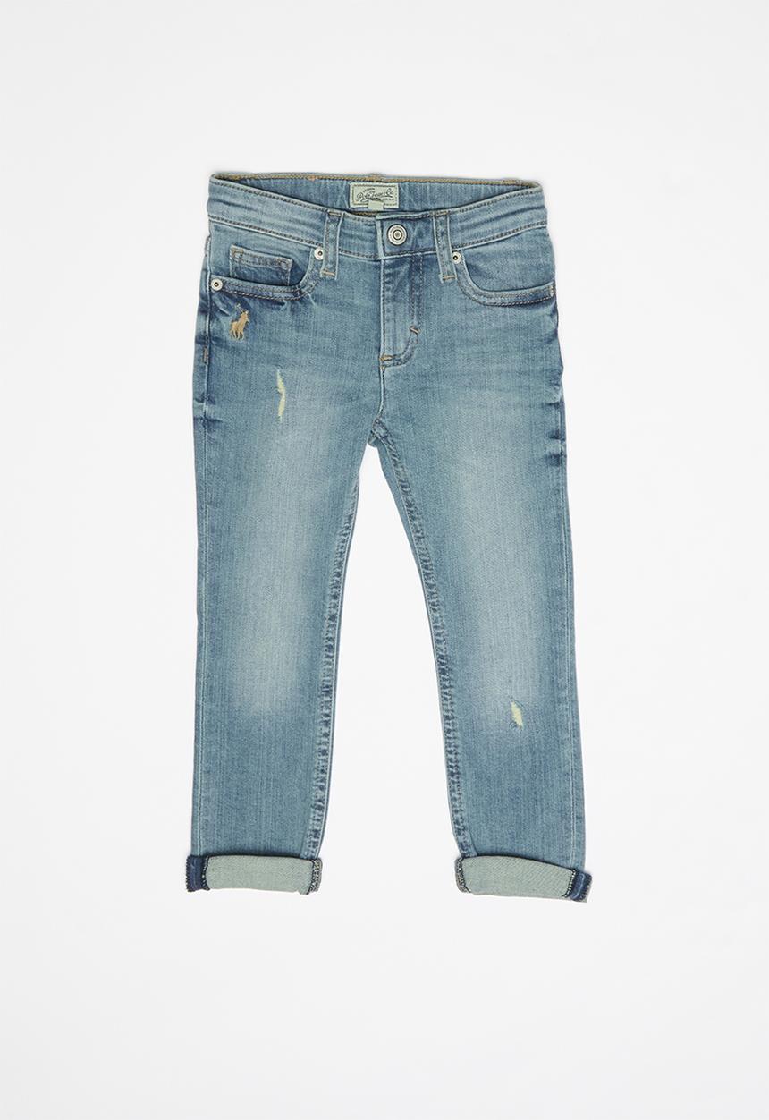 POLO - Boys logan distressed slim fit jean - blue 