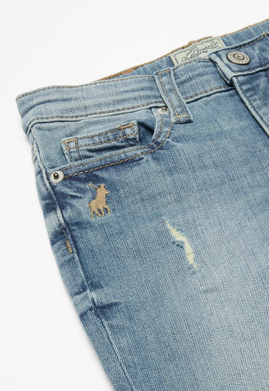 POLO - Boys logan distressed slim fit jean - blue 