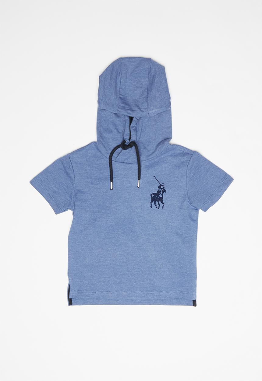 POLO - Boys Jason short sleeve hooded pullover - blue