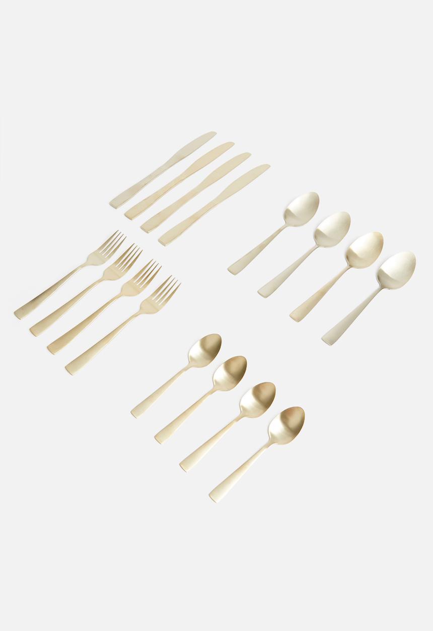Excellent Houseware - Cutlery set 16pcs - matte gold