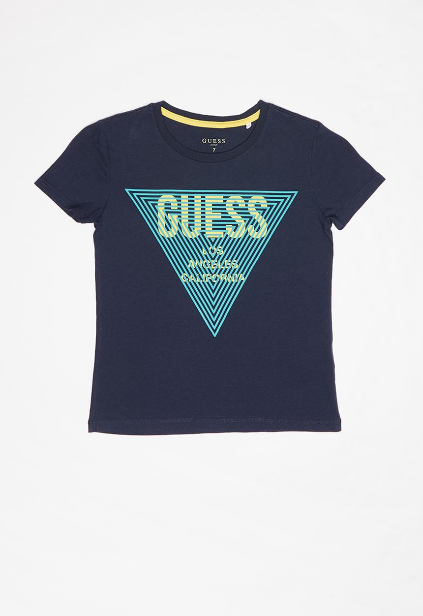 GUESS - Teens short sleeve guess tri raised tee - blue