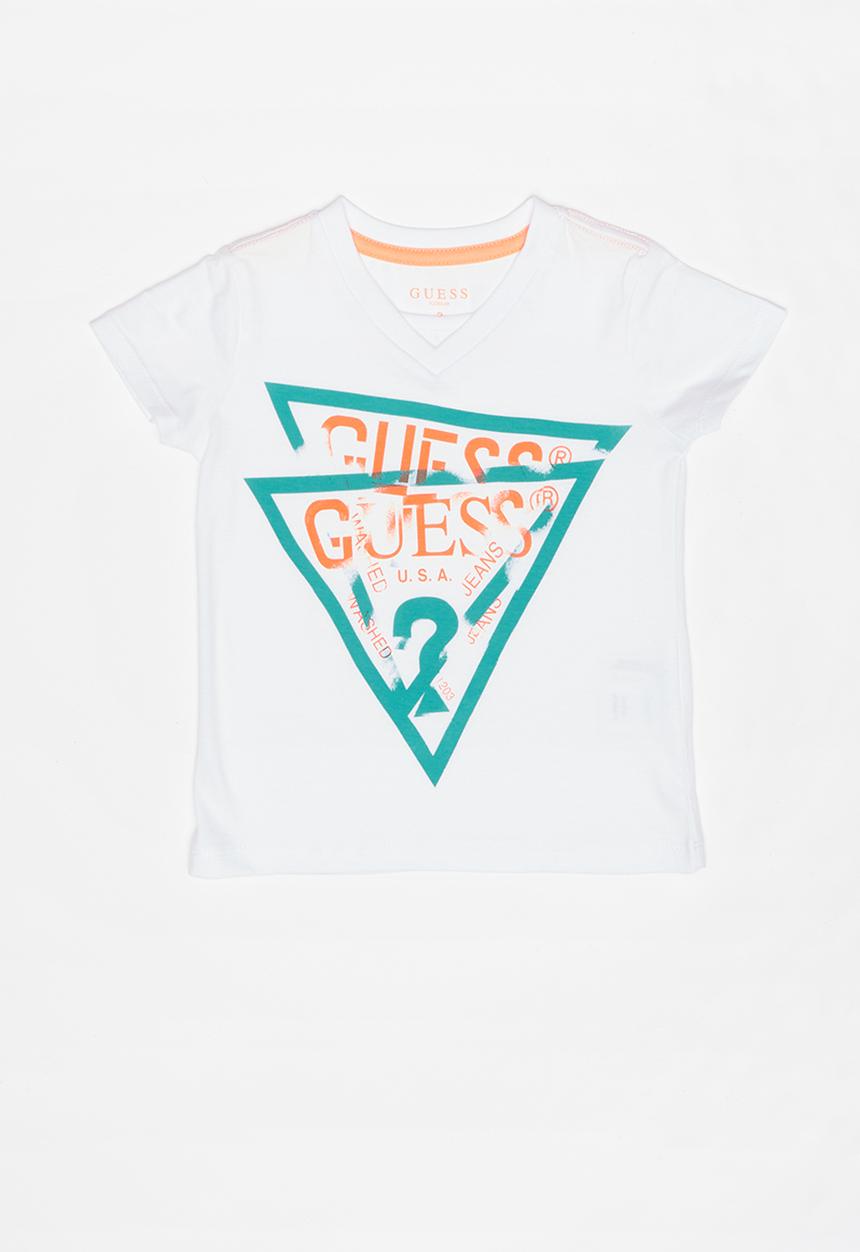 GUESS - Boys short sleeve tri in tri v-neck tee - white