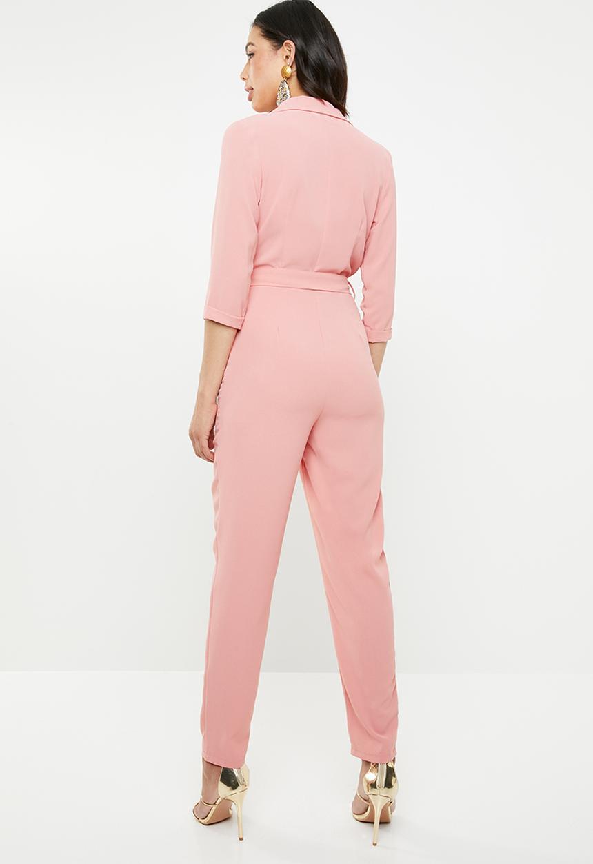 Missguided - Collared belted jumpsuit - pink
