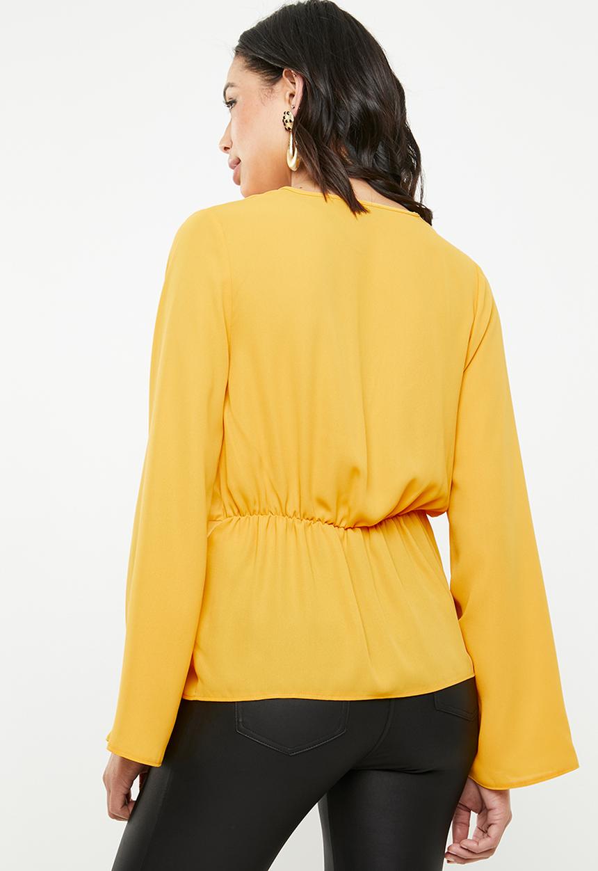 Missguided - Woven wrap blouse - yellow 