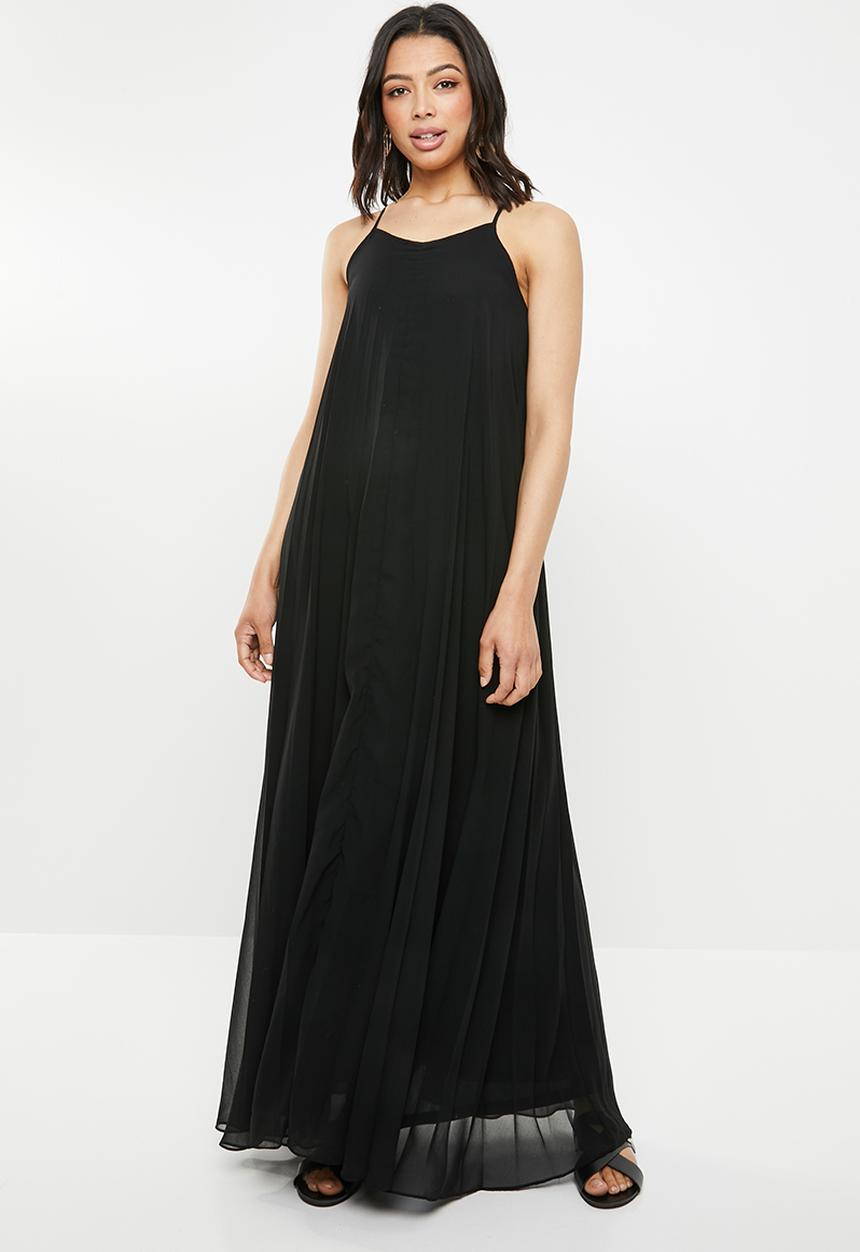 Missguided - Strappy pleated maxi dress - black