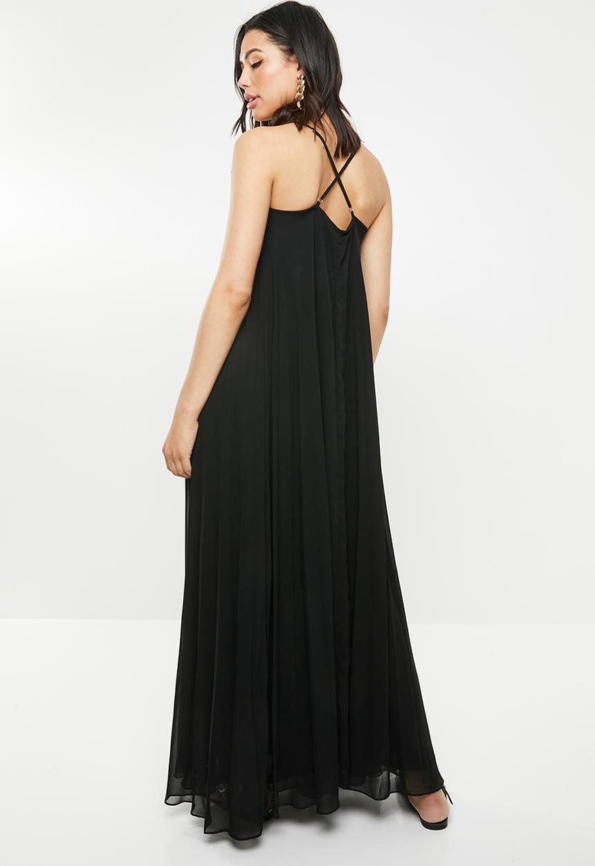 Missguided - Strappy pleated maxi dress - black