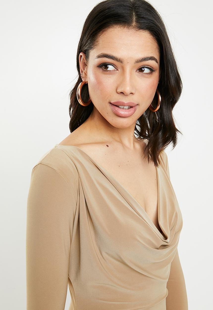 Missguided - Slinky cowl dress mini dress - beige