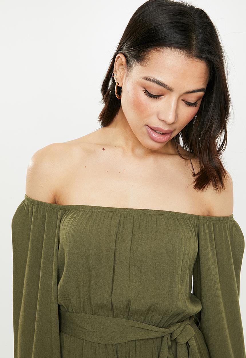 Missguided - Bardot playsuit - khaki