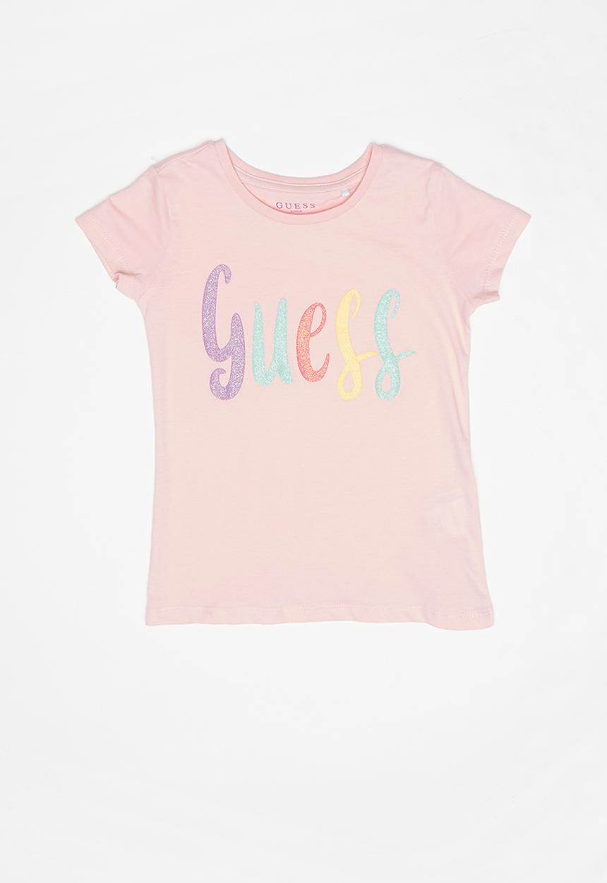 GUESS - Girls short sleeve rainbow guess tee - pink