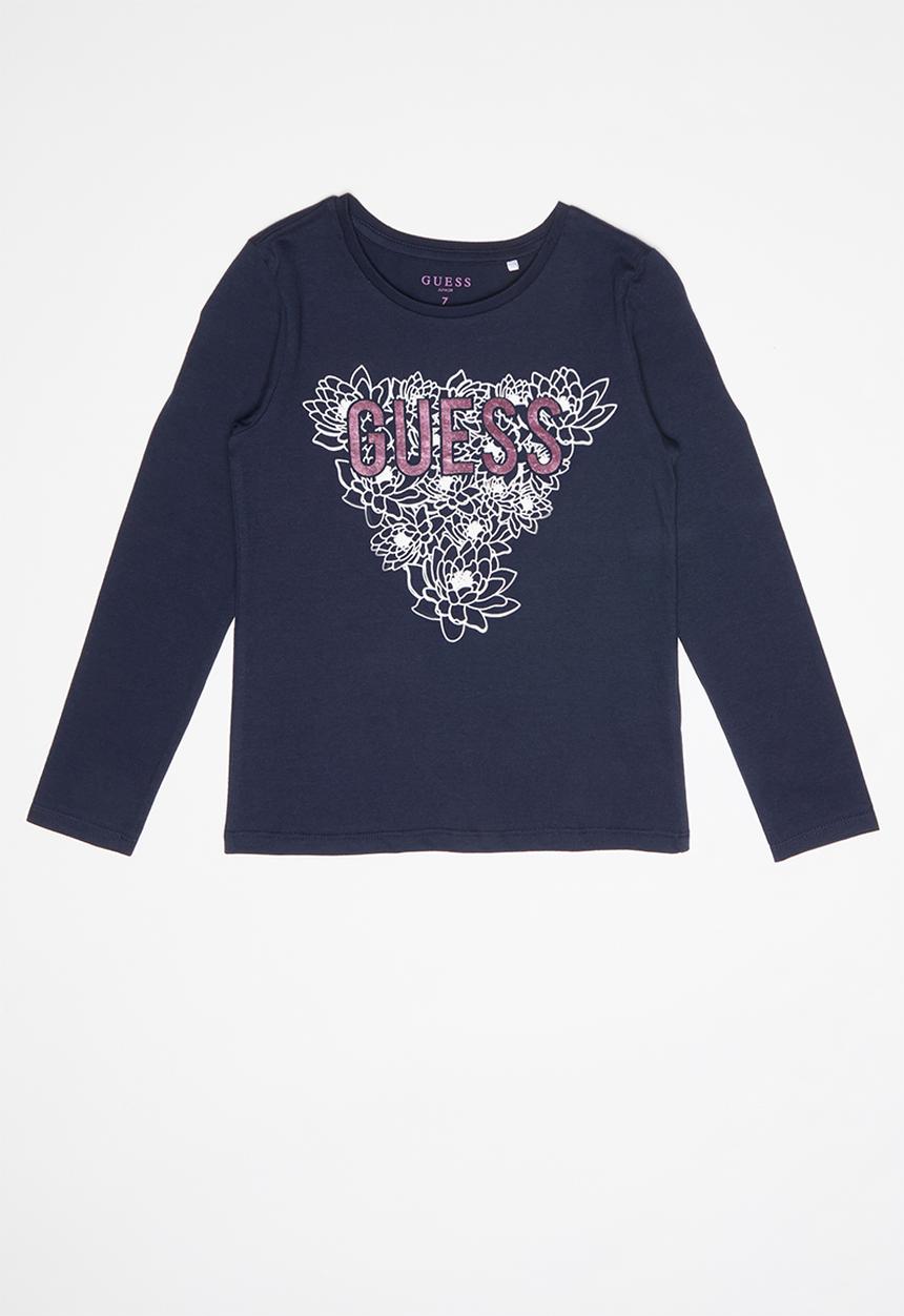 GUESS - Teens long sleeve leaf tri tee - blue