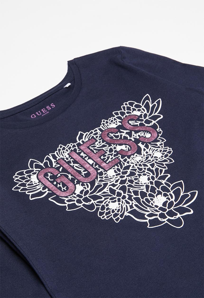 GUESS - Teens long sleeve leaf tri tee - blue
