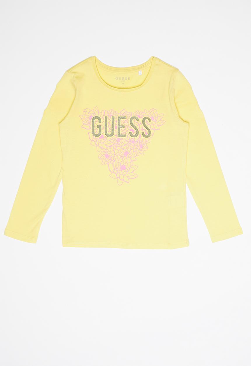 GUESS - Teens long sleeve leaf tri tee - yellow
