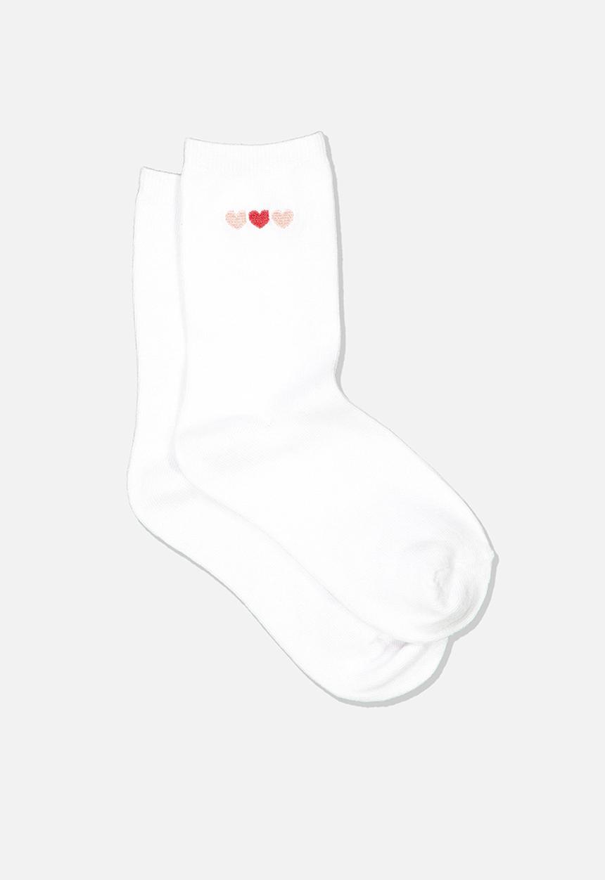Cotton On - Embroidered crew sock - white 