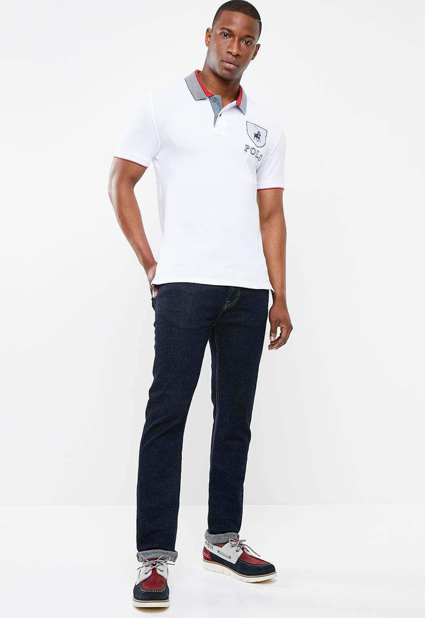 POLO - Ethan custom fit short sleeve stripe collar golfer - multi
