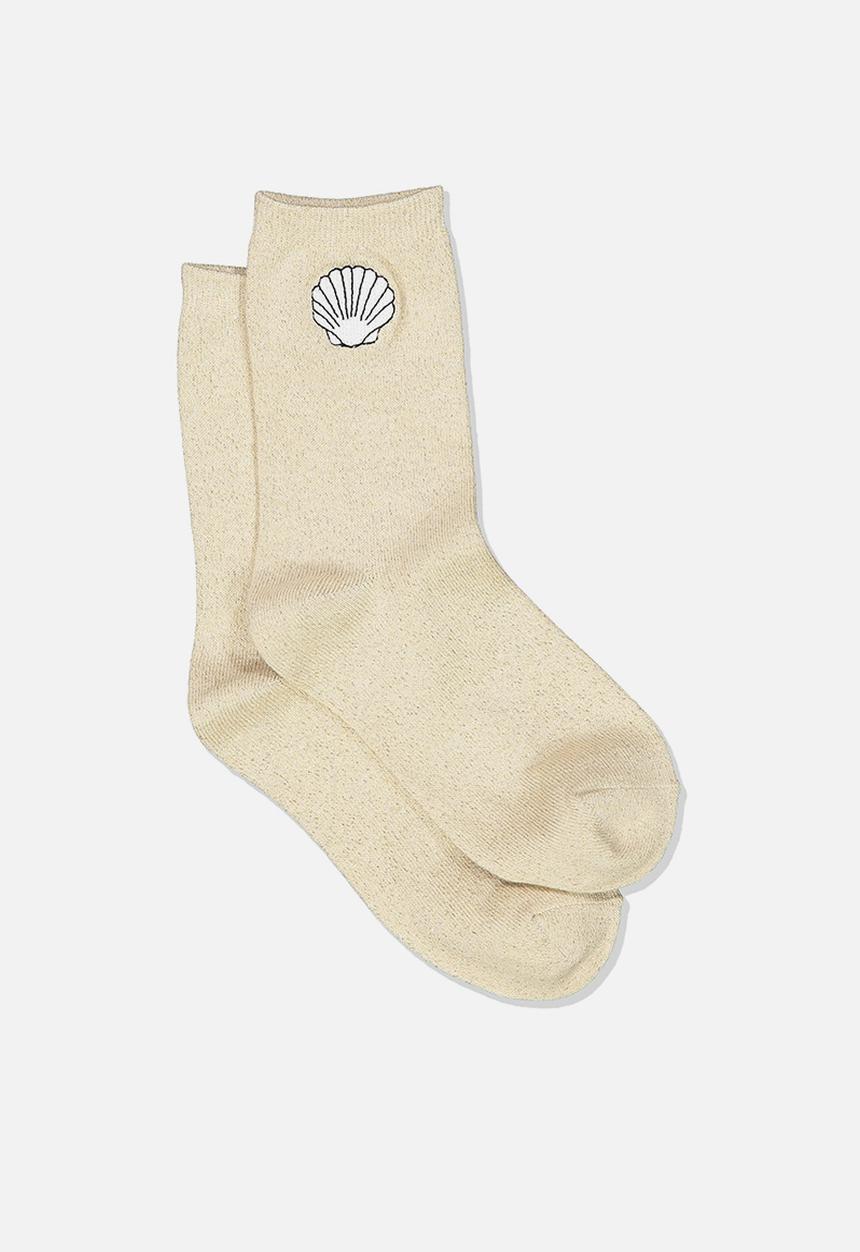Cotton On - Embroidered crew sock - neutral
