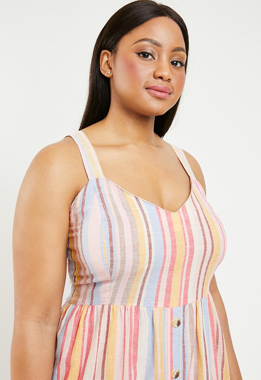 New Look - Strappy stripe midi dress - multi