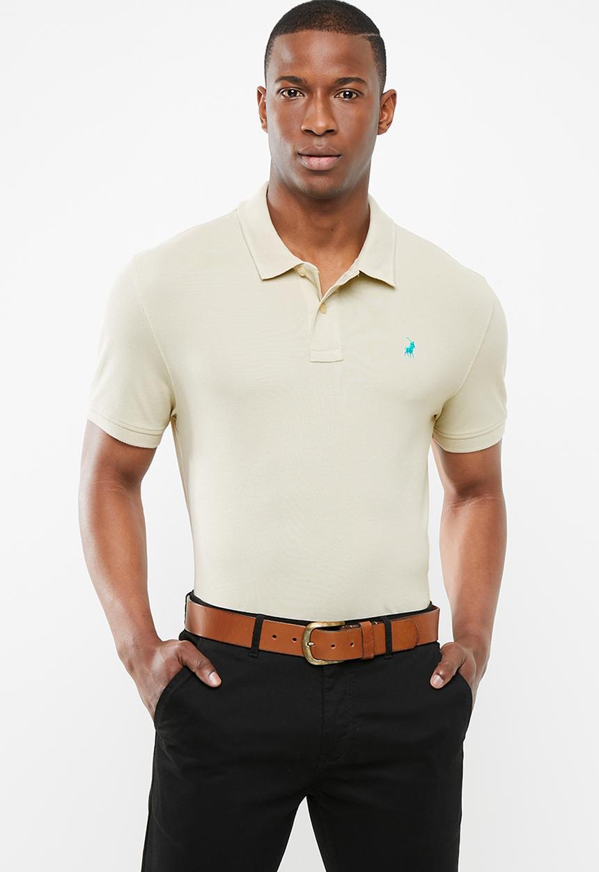 POLO - Carter custom fit short sleeve pique golfer - beige 