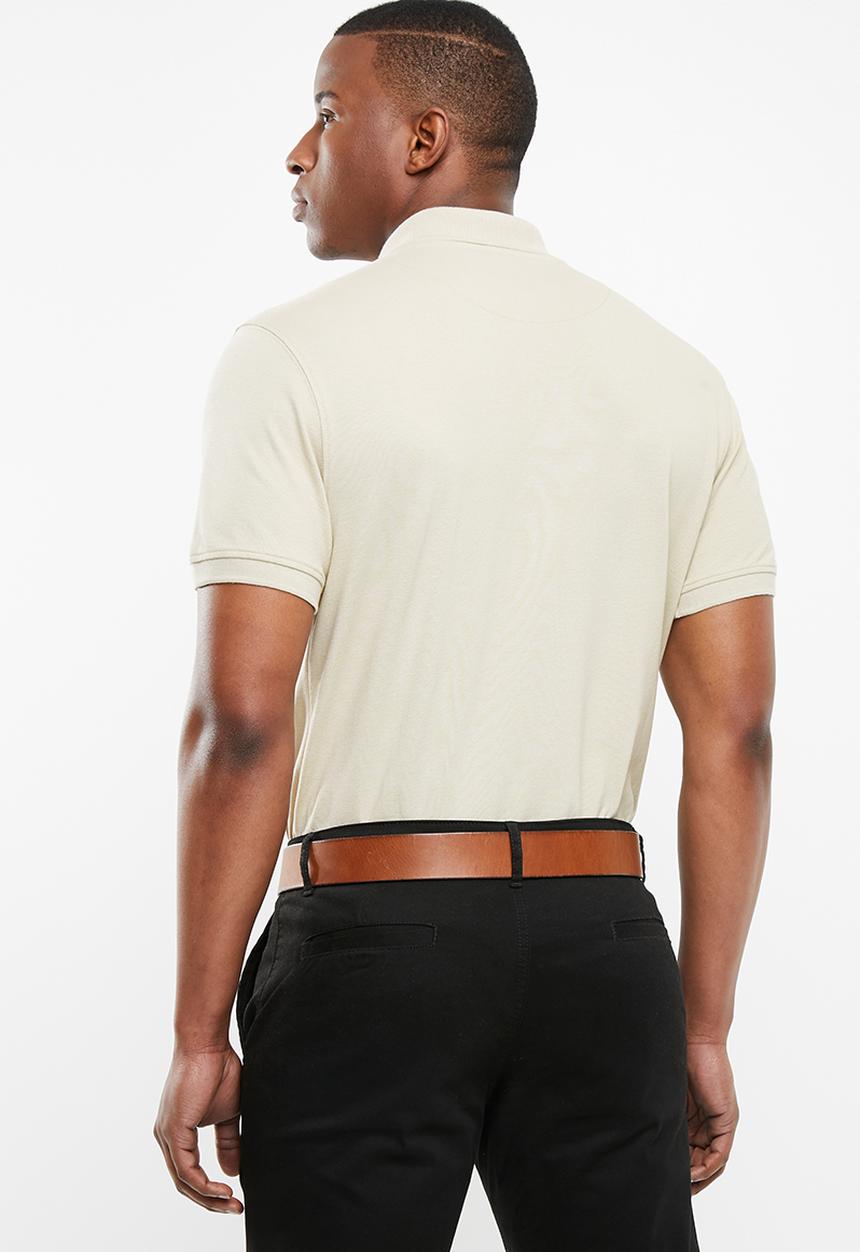 POLO - Carter custom fit short sleeve pique golfer - beige 
