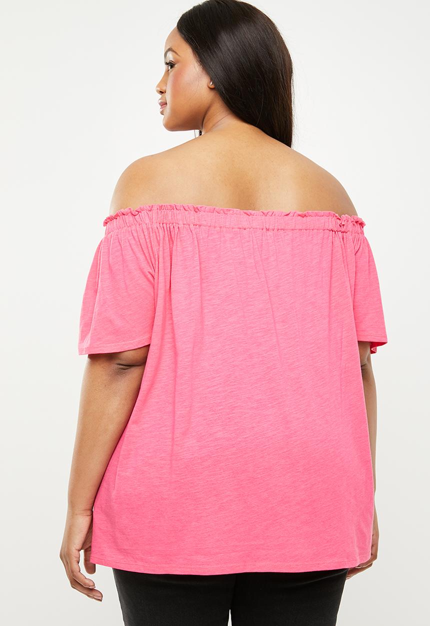 New Look - Button through bardot top - pink