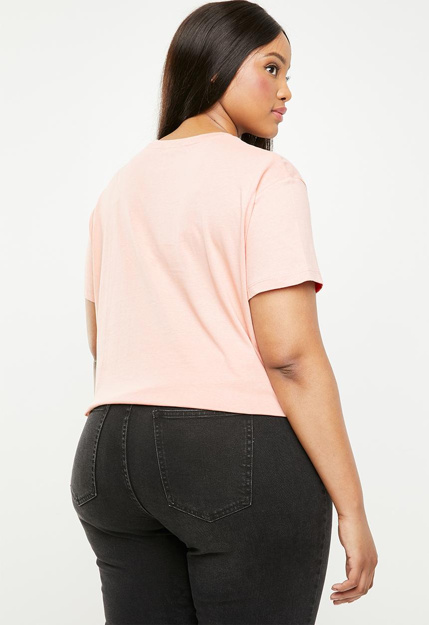 Cotton On - Curve graphic tee rosa - pink
