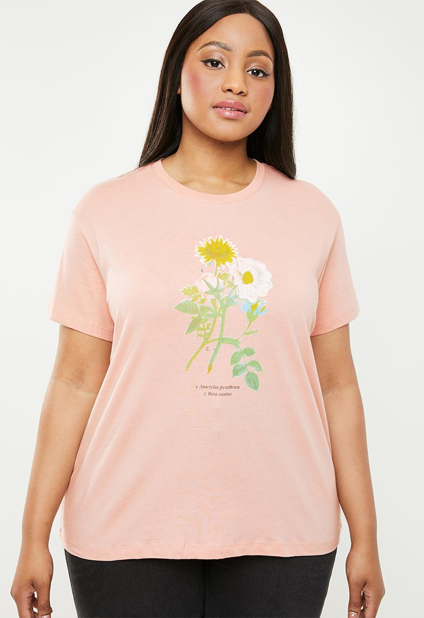 Cotton On - Curve graphic tee rosa - pink