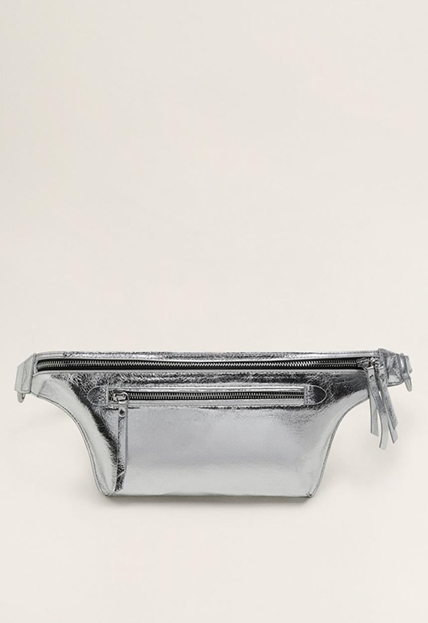 MANGO - Metallic belt bag - silver 