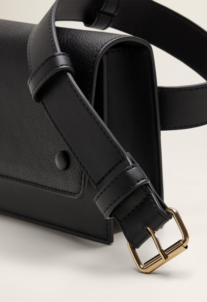 MANGO - Flap crossbody belt bag - black