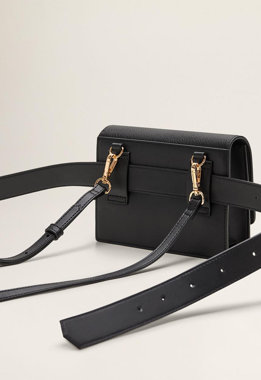 MANGO - Flap crossbody belt bag - black
