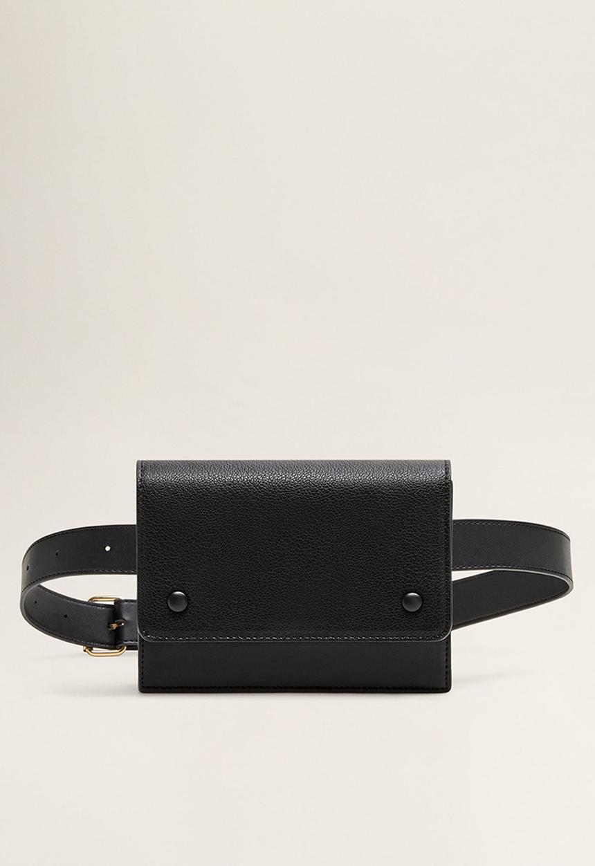 MANGO - Flap crossbody belt bag - black