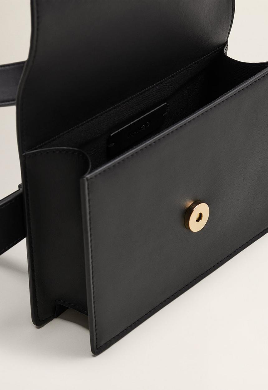 MANGO - Flap crossbody belt bag - black