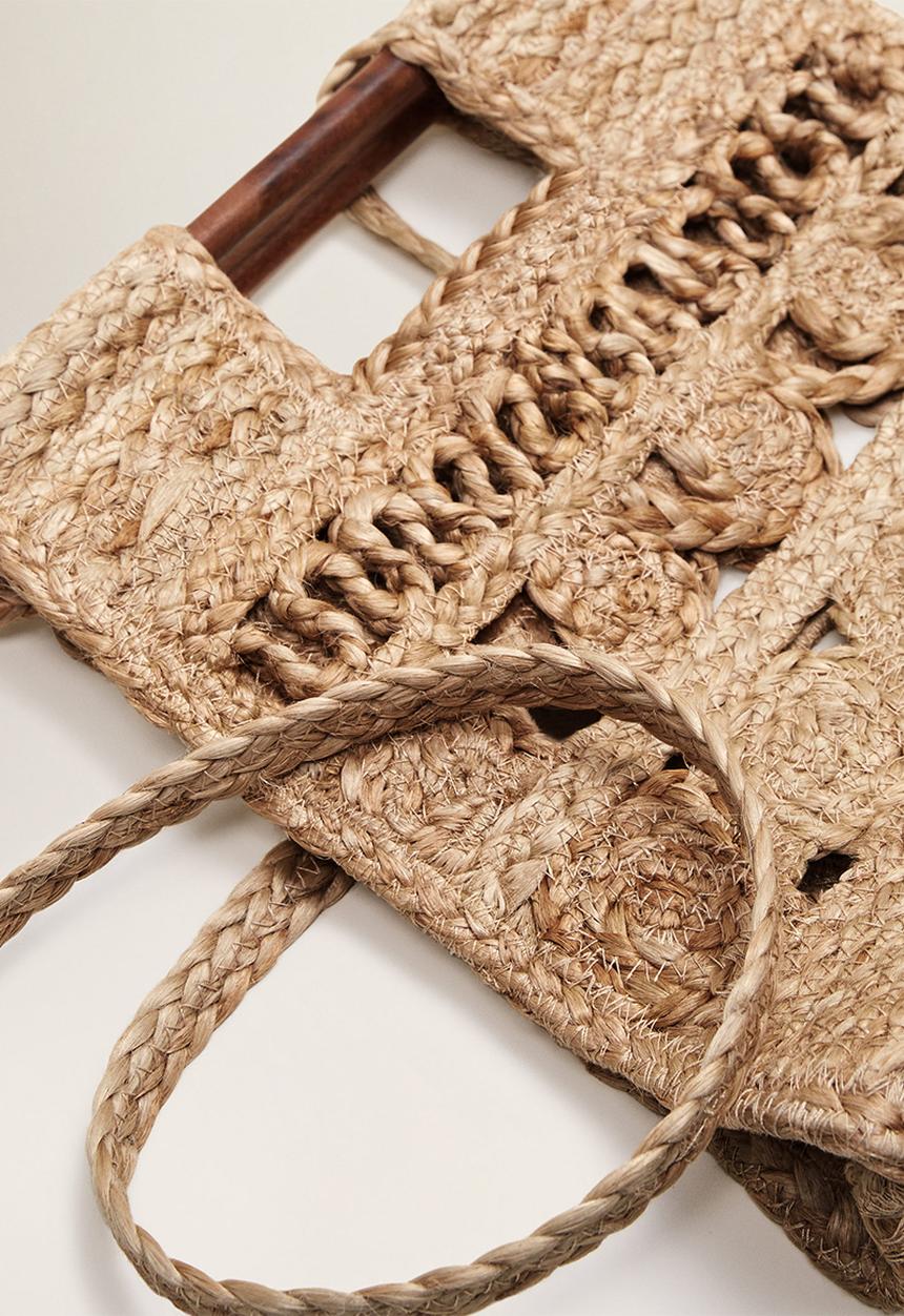 MANGO - Jute handbag - brown