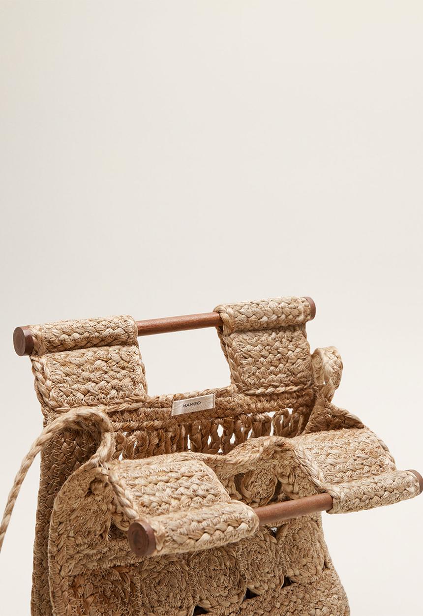 MANGO - Jute handbag - brown